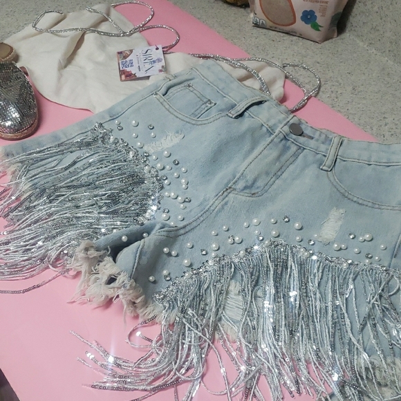 Light Blue Denim Shorts - Picture 12 of 14